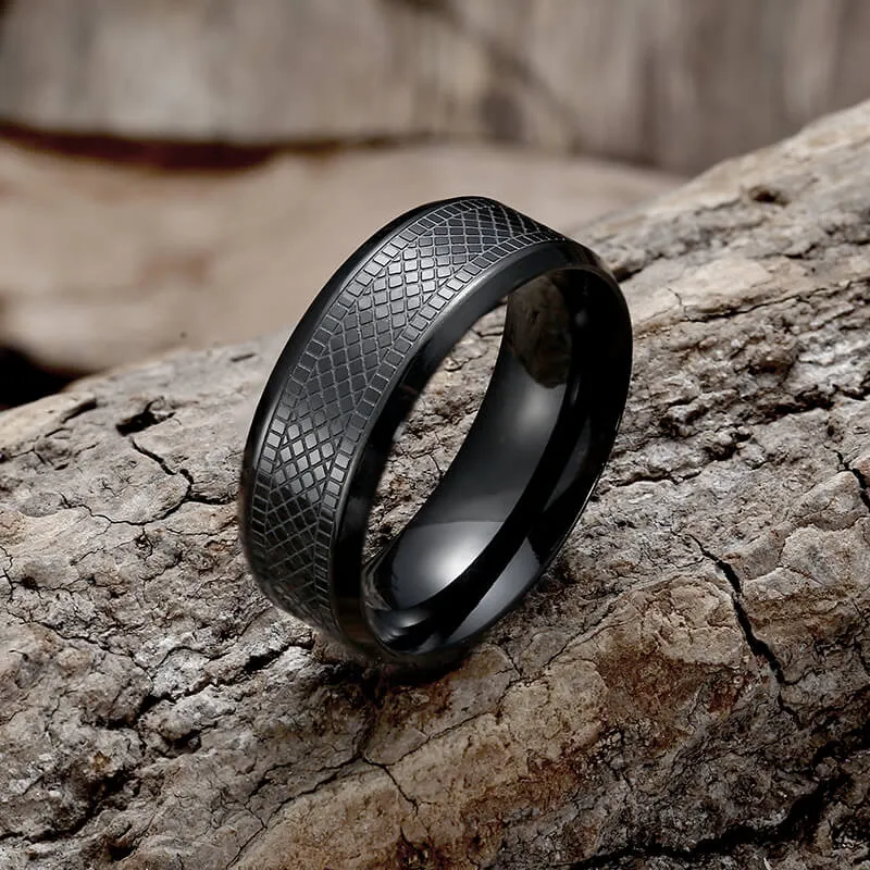 Snake Scale Pattern Stainless Steel Band Ring sold by GTHIC