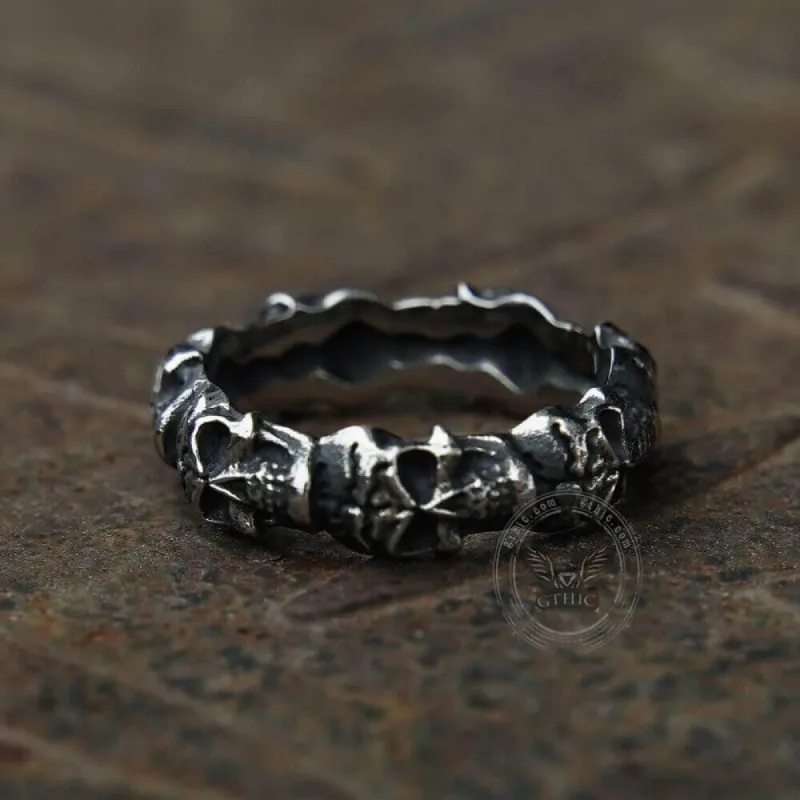 Surrounded Stainless Steel Skull Ring sold by GTHIC