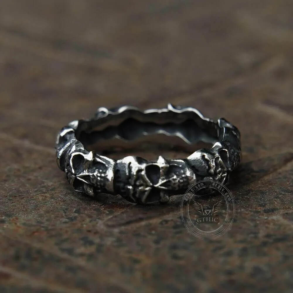 Surrounded Stainless Steel Skull Ring sold by GTHIC