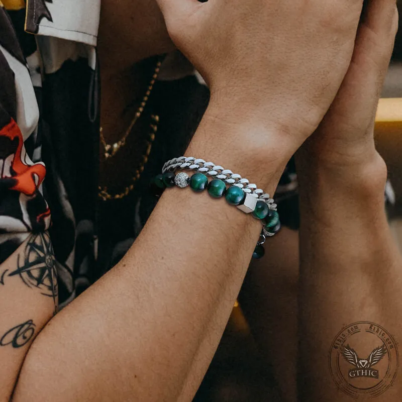 Green Tiger Eye Stainless Steel Bracelet sold by GTHIC product image thumbnail 2