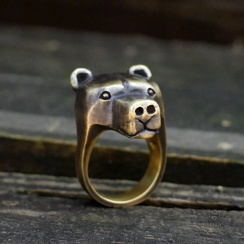 Black Bear Brass Sterling Silver Animal Ring sold by GTHIC