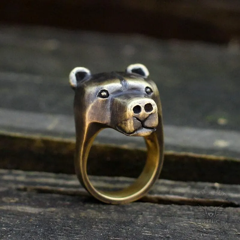 Black Bear Brass Sterling Silver Animal Ring sold by GTHIC