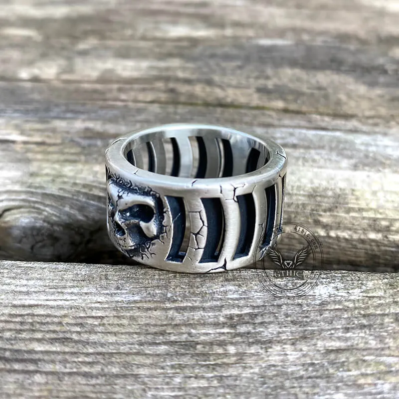 Out Of The Cage Sterling Silver Skull Ring sold by GTHIC product image thumbnail 3