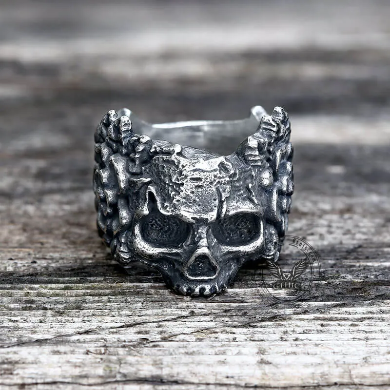 Mexican Flower Stainless Steel Sugar Skull Ring sold by GTHIC product image thumbnail 3
