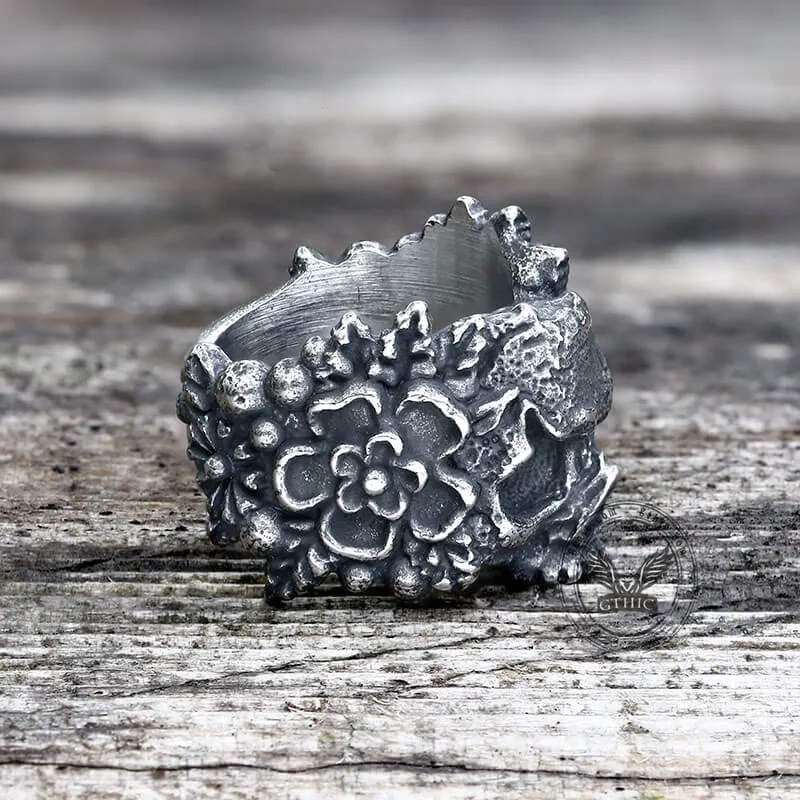 Mexican Flower Stainless Steel Sugar Skull Ring sold by GTHIC product image thumbnail 4