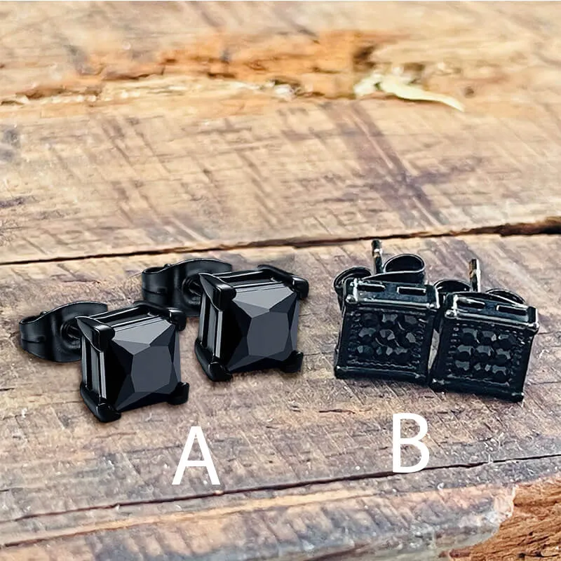 Black Zircon Stainless Steel Stud Earrings sold by GTHIC product image thumbnail 4