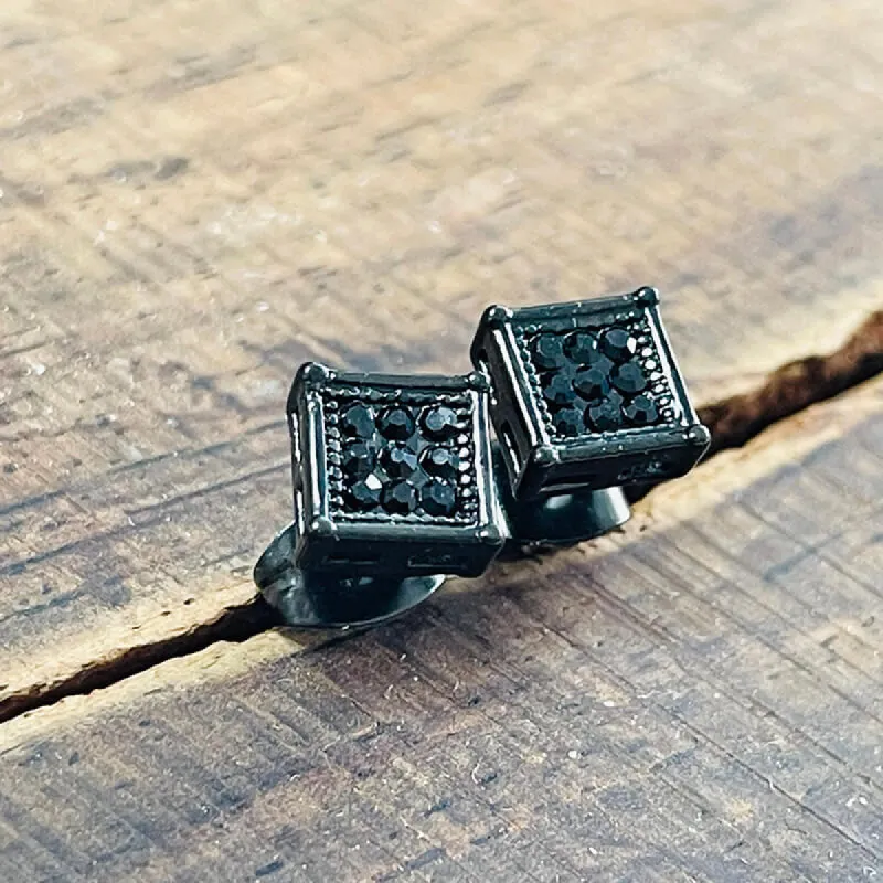 Black Zircon Stainless Steel Stud Earrings sold by GTHIC