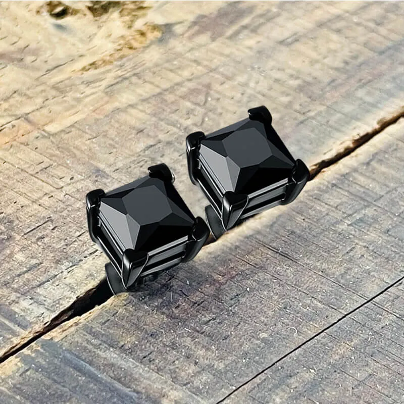 Black Zircon Stainless Steel Stud Earrings sold by GTHIC product image thumbnail 3