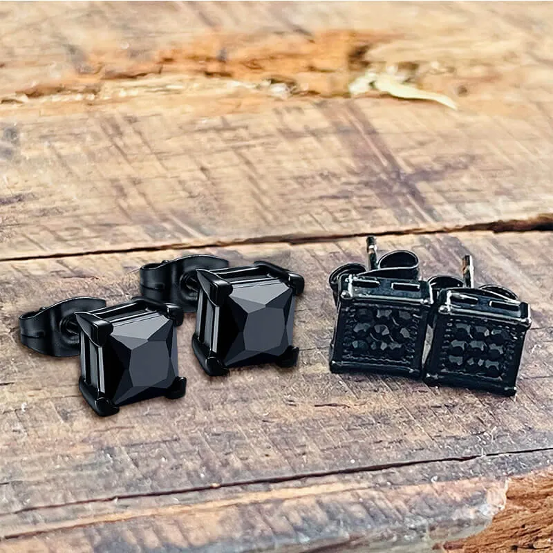 Black Zircon Stainless Steel Stud Earrings sold by GTHIC product image thumbnail 2