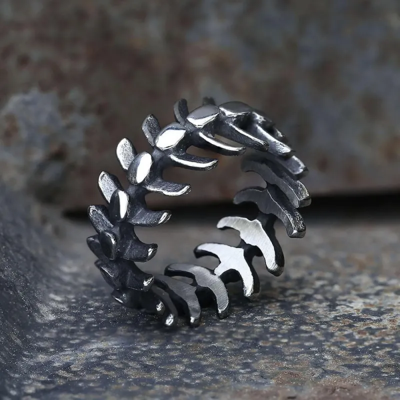 Fishbone Stainless Steel Vertebrae Ring made by GTHIC