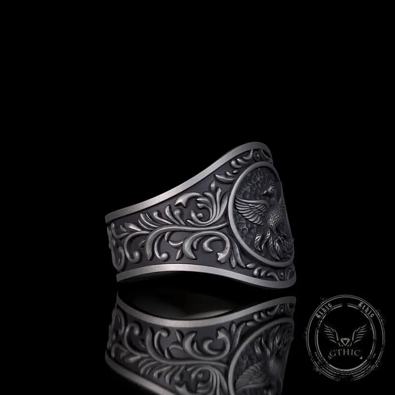 Floral Scrolls Phoenix Sterling Silver Ring sold by GTHIC product image thumbnail 4