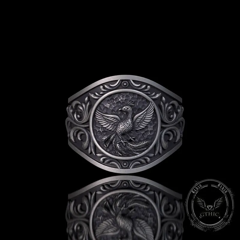 Floral Scrolls Phoenix Sterling Silver Ring sold by GTHIC product image thumbnail 3