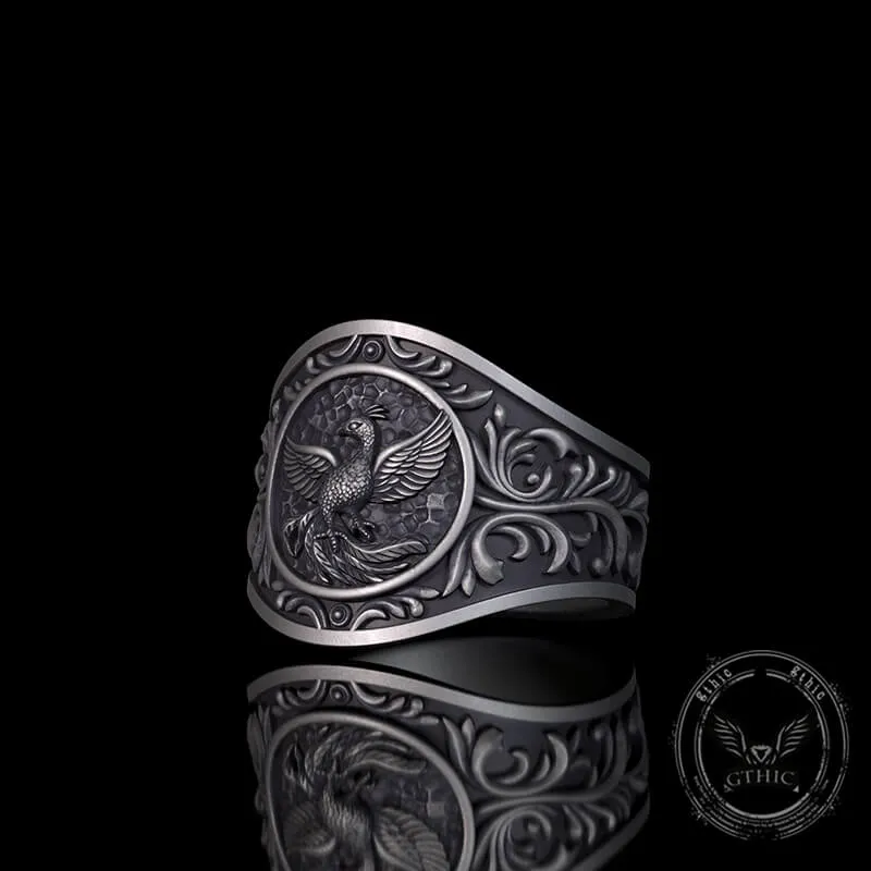 Floral Scrolls Phoenix Sterling Silver Ring sold by GTHIC product image thumbnail 2