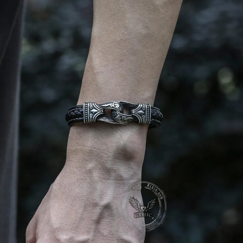 Carved Viking Stainless Steel Leather Bracelet sold by GTHIC product image thumbnail 3