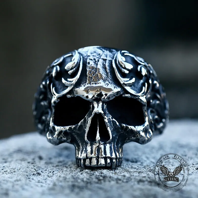 Vintage Pattern Stainless Steel Skull Ring sold by GTHIC product image thumbnail 3