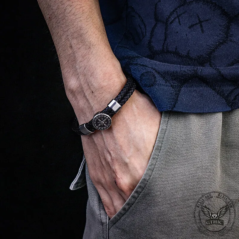 Rudder Stainless Steel Leather Marine Bracelet sold by GTHIC product image thumbnail 2