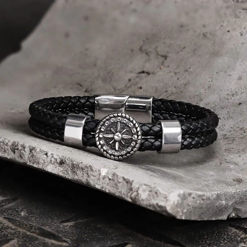 Rudder Stainless Steel Leather Marine Bracelet sold by GTHIC