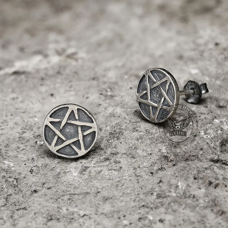 Pentacle Sterling Silver Stud Earrings sold by GTHIC product image thumbnail 2