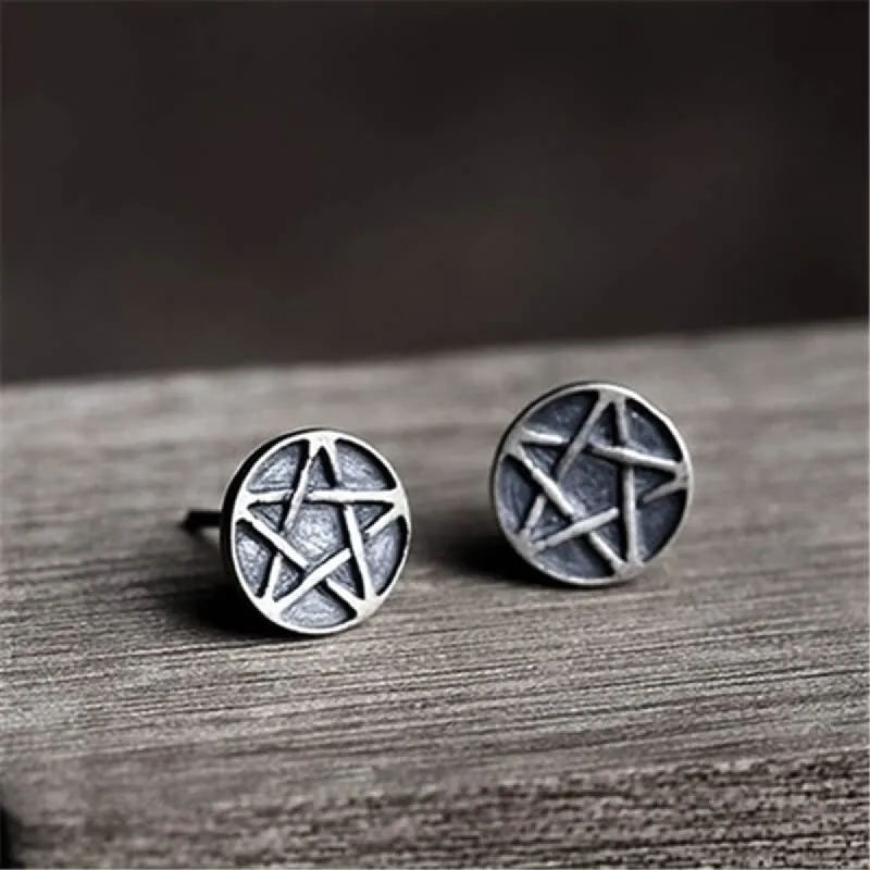 Pentacle Sterling Silver Stud Earrings sold by GTHIC