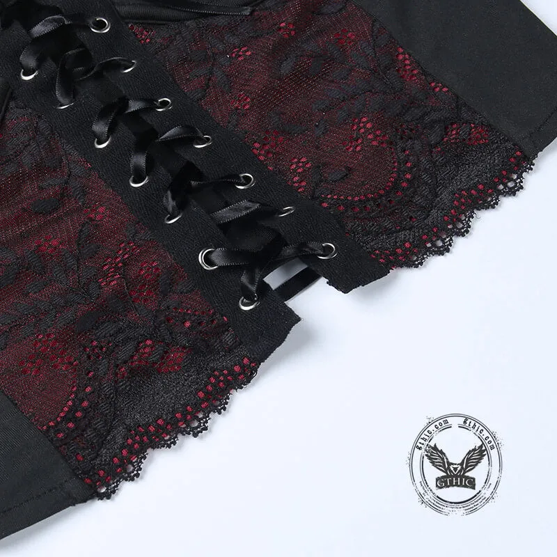 Goth Lace-Up Polyester Crop Top sold by GTHIC product image thumbnail 4