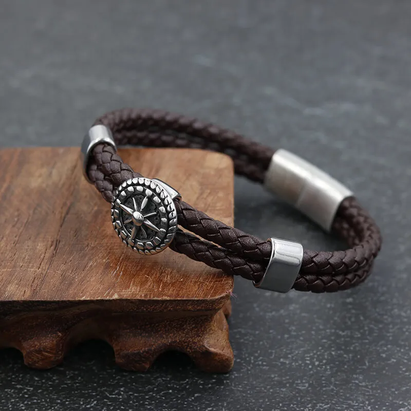 Rudder Stainless Steel Leather Marine Bracelet sold by GTHIC product image thumbnail 5