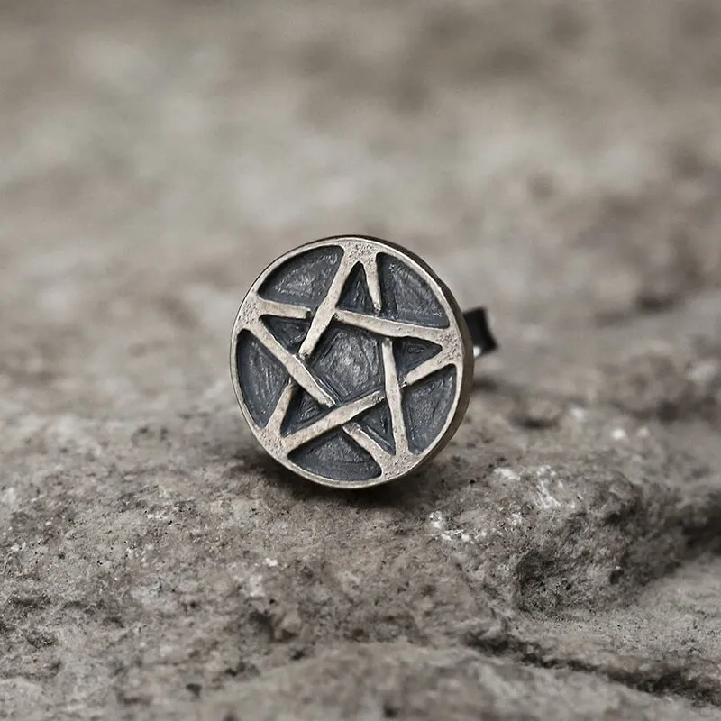 Pentacle Sterling Silver Stud Earrings sold by GTHIC product image thumbnail 4