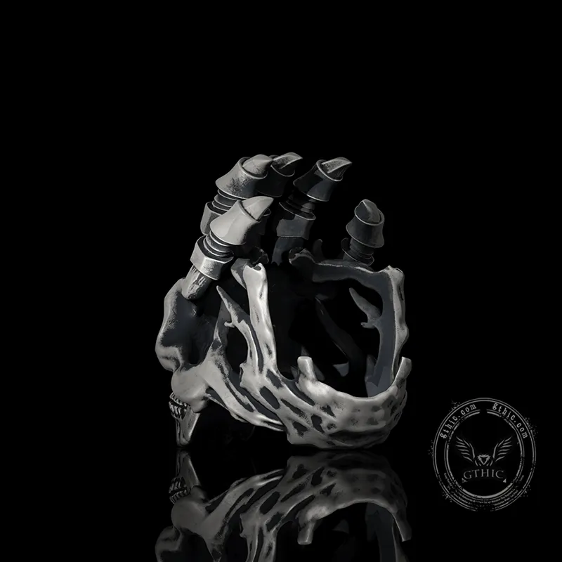 Exaggerated Manipulator Skull Sterling Silver Ring sold by GTHIC product image thumbnail 5