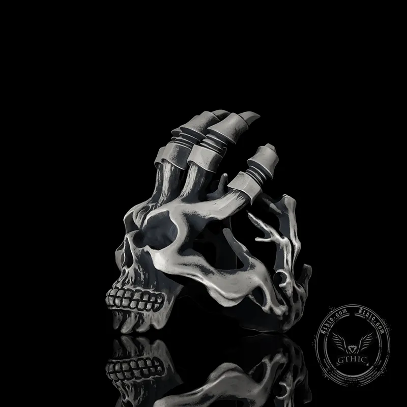 Exaggerated Manipulator Skull Sterling Silver Ring sold by GTHIC product image thumbnail 4