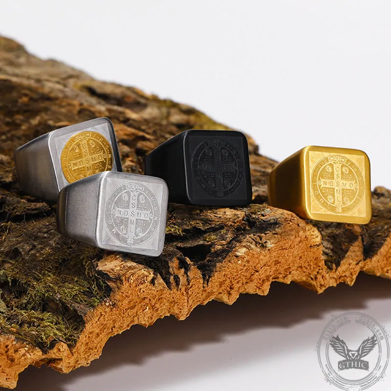 St. Benedict Cross Stainless Steel Christian Ring sold by GTHIC