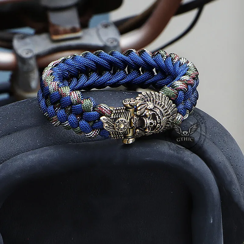 Indian Warrior Brass Skull Paracord Bracelet sold by GTHIC product image thumbnail 5