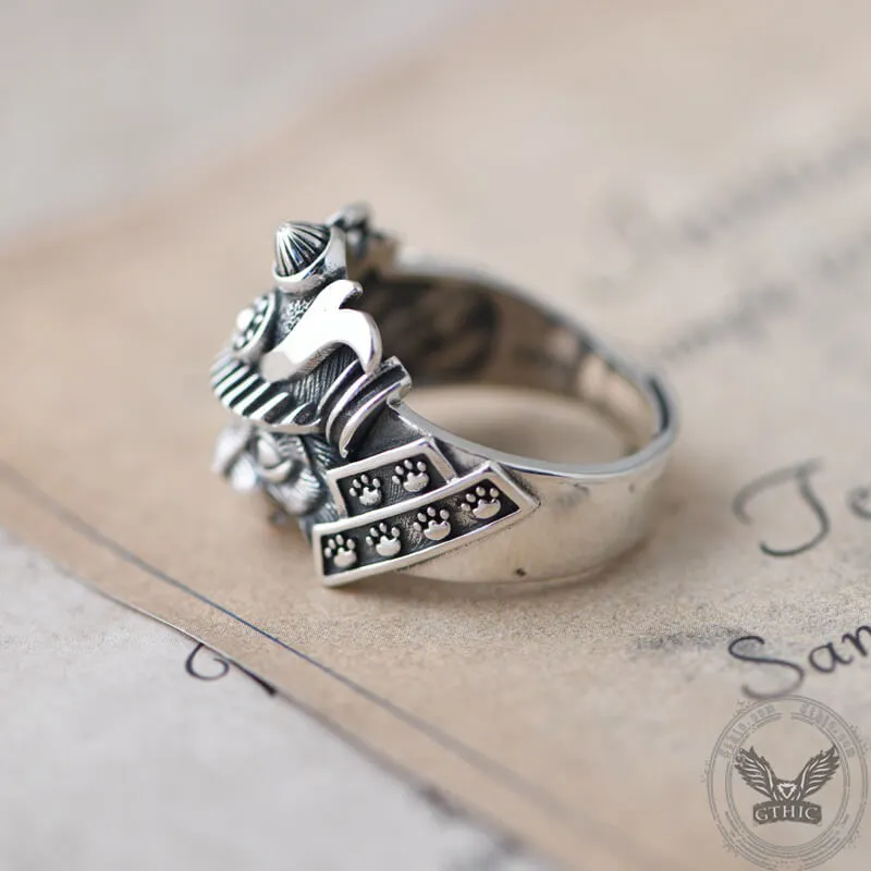 Samurai Cat Sterling Silver Adjustable Ring sold by GTHIC product image thumbnail 5