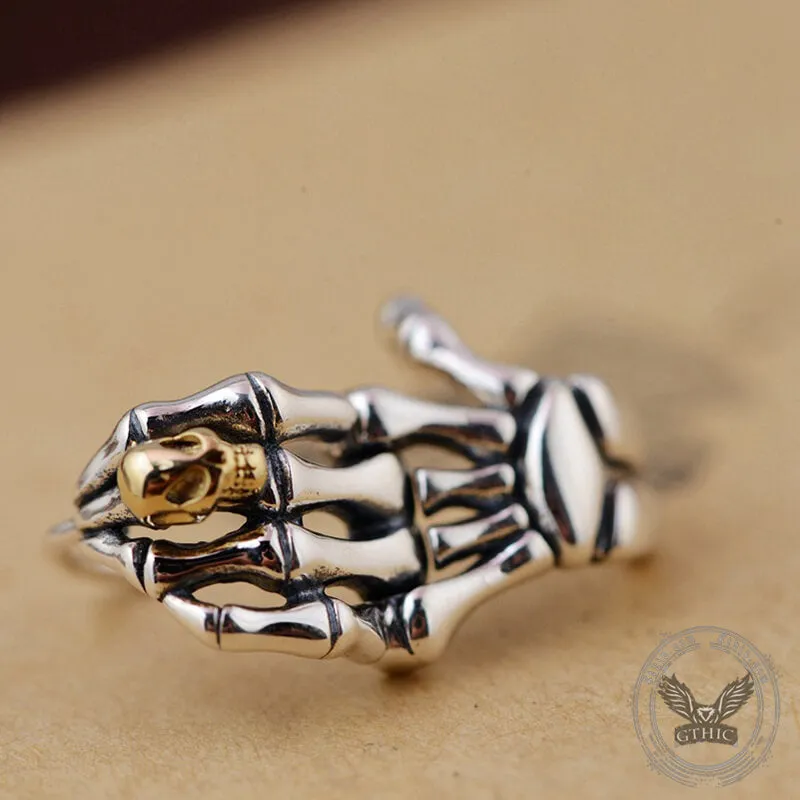 Skull Hand Sterling Silver Goth Earrings sold by GTHIC product image thumbnail 4