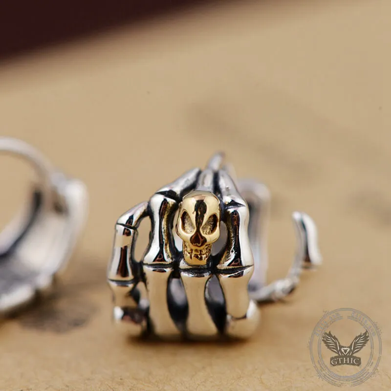 Skull Hand Sterling Silver Goth Earrings sold by GTHIC product image thumbnail 2