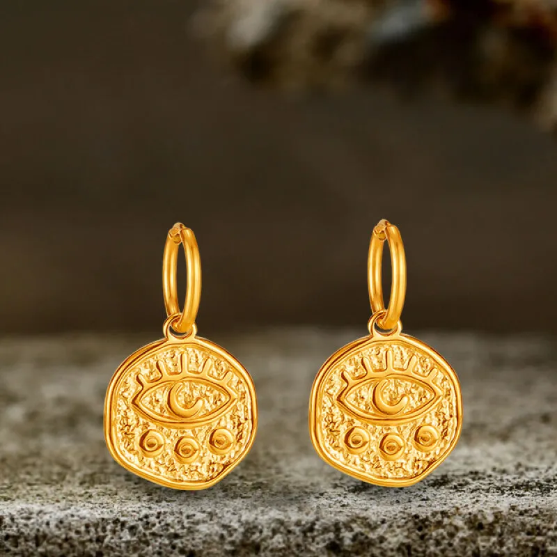 Gold Demon Eye Stainless Steel Vintage Earrings sold by GTHIC