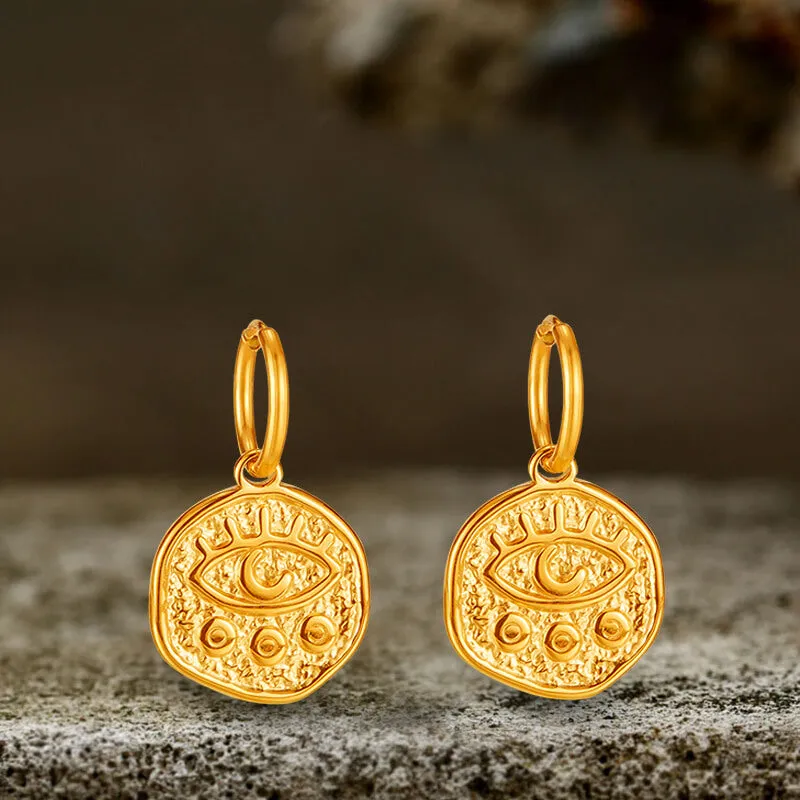 Gold Demon Eye Stainless Steel Vintage Earrings sold by GTHIC