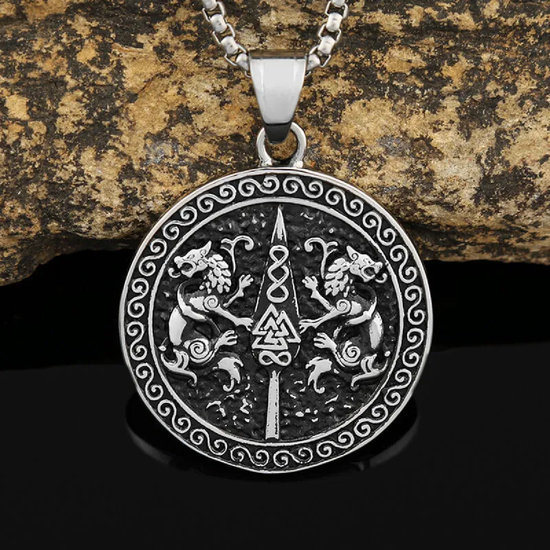 Vintage Dragons Valknut Stainless Steel Pendant sold by GTHIC