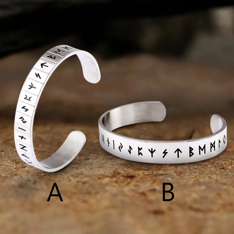 Runes Stainless Steel Viking Cuff Bracelet sold by GTHIC product image thumbnail 3