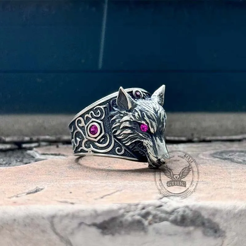 Vintage Red Eyed Wolf Zircon Sterling Silver Ring sold by GTHIC product image thumbnail 3