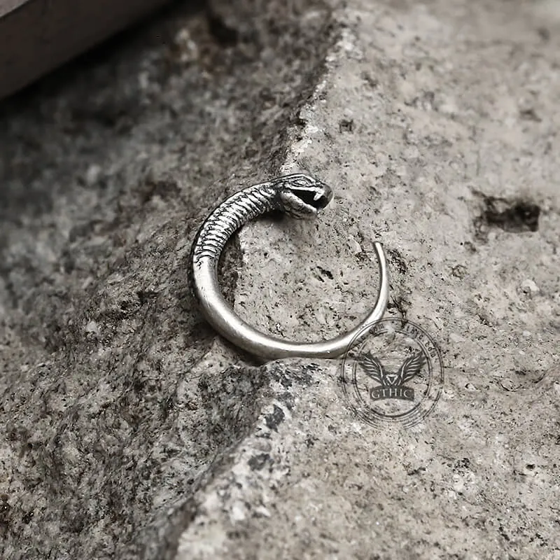 Vintage Snake-Shaped Sterling Silver Hoop Earrings sold by GTHIC product image thumbnail 3