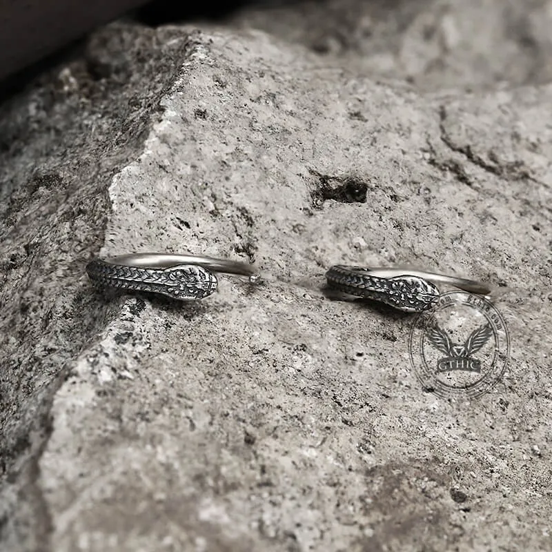 Vintage Snake-Shaped Sterling Silver Hoop Earrings sold by GTHIC product image thumbnail 5