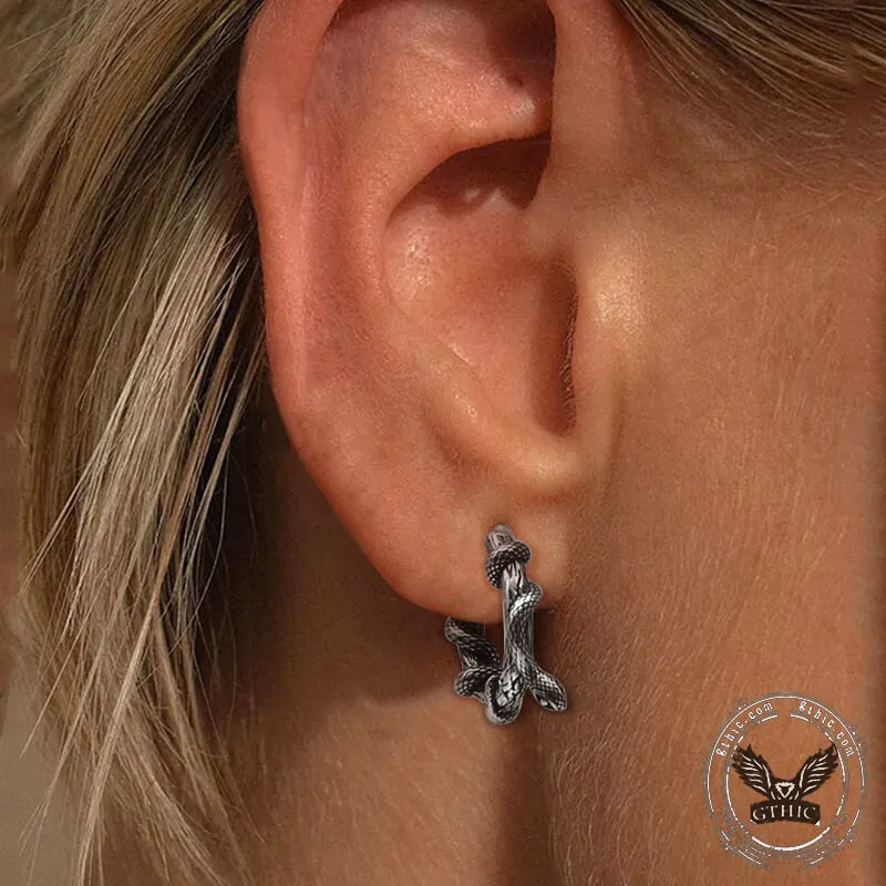 Snake Entwined Vines Stainless Steel Hoop Earrings sold by GTHIC product image thumbnail 2