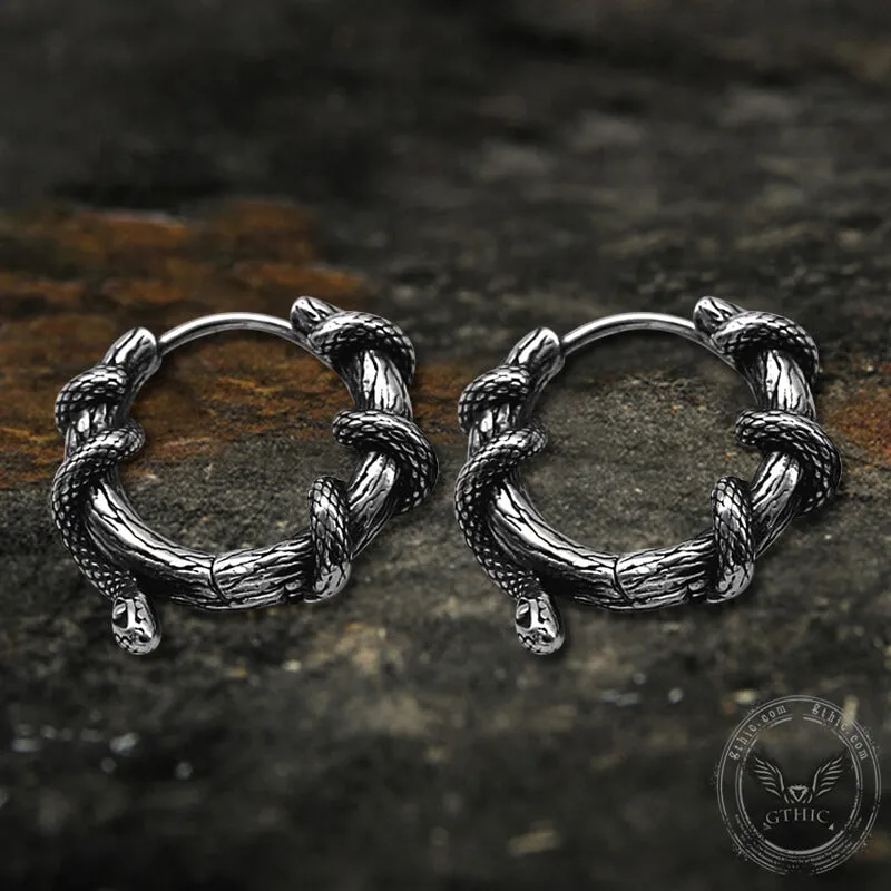 Snake Entwined Vines Stainless Steel Hoop Earrings sold by GTHIC product image thumbnail 3