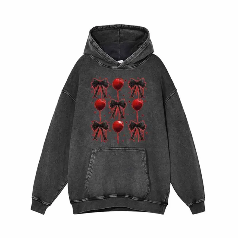 Bloody Bow And Balloon Vintage Washed Hoodie Sweatshirt sold by GTHIC