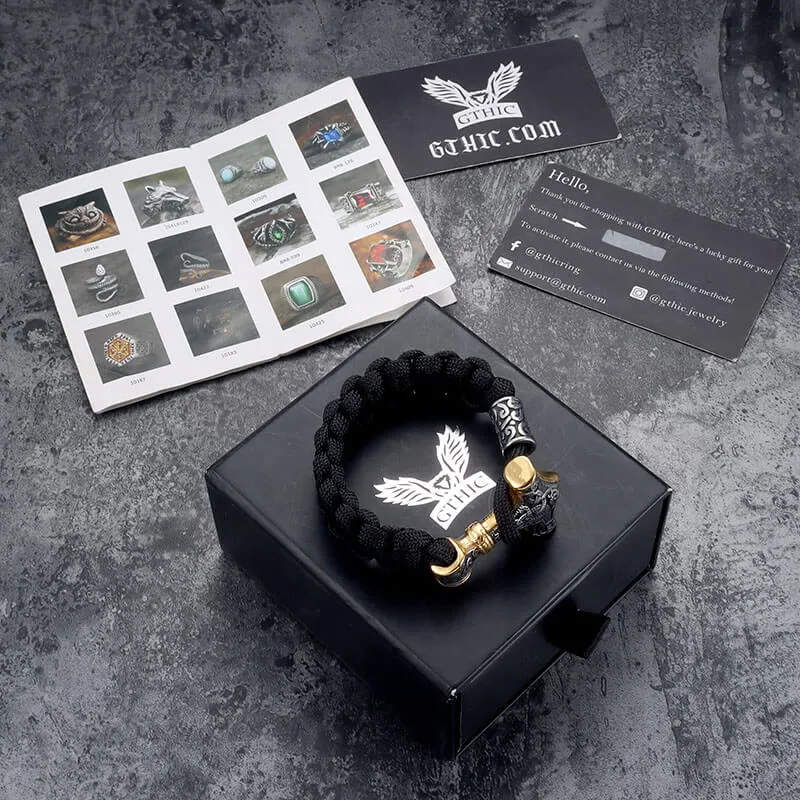 Thor's Hammer Braided Stainless Steel Paracord Bracelet sold by GTHIC product image thumbnail 5