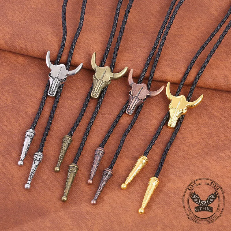 Vintage Bull Skull Western Cowboy Alloy Bolo Tie sold by GTHIC