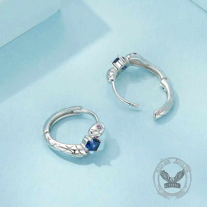 Snake Inlaid Blue Stone Sterling Silver Earrings sold by GTHIC product image thumbnail 4