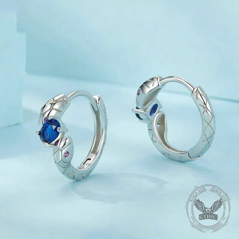 Snake Inlaid Blue Stone Sterling Silver Earrings sold by GTHIC product image thumbnail 3