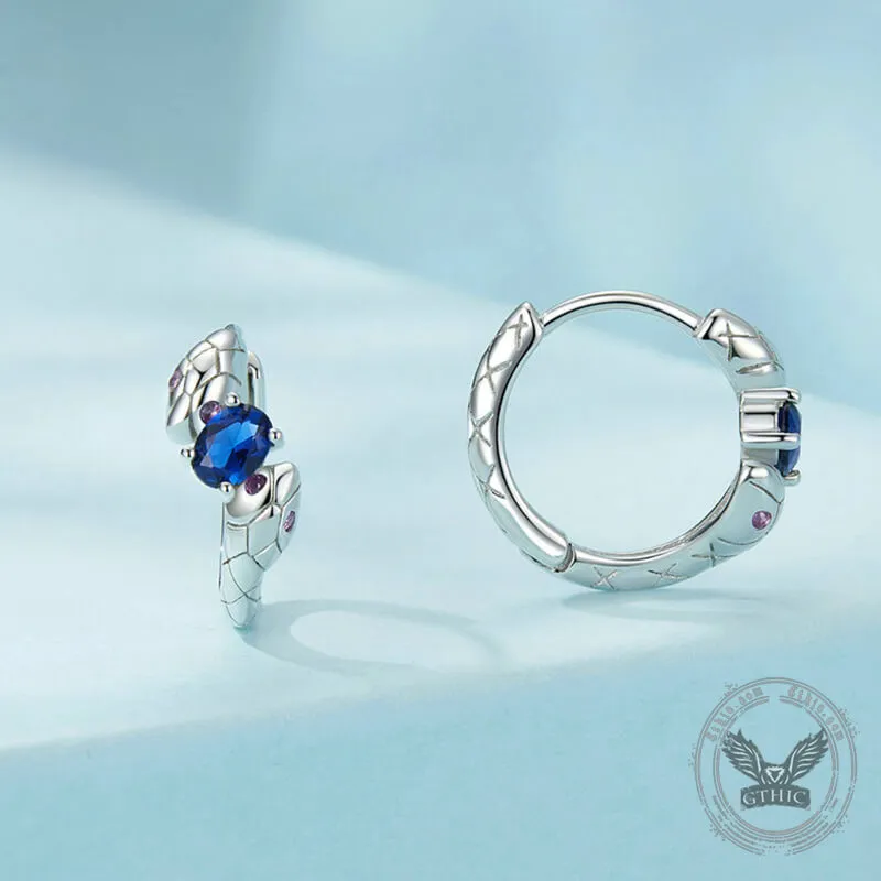 Snake Inlaid Blue Stone Sterling Silver Earrings sold by GTHIC product image thumbnail 5