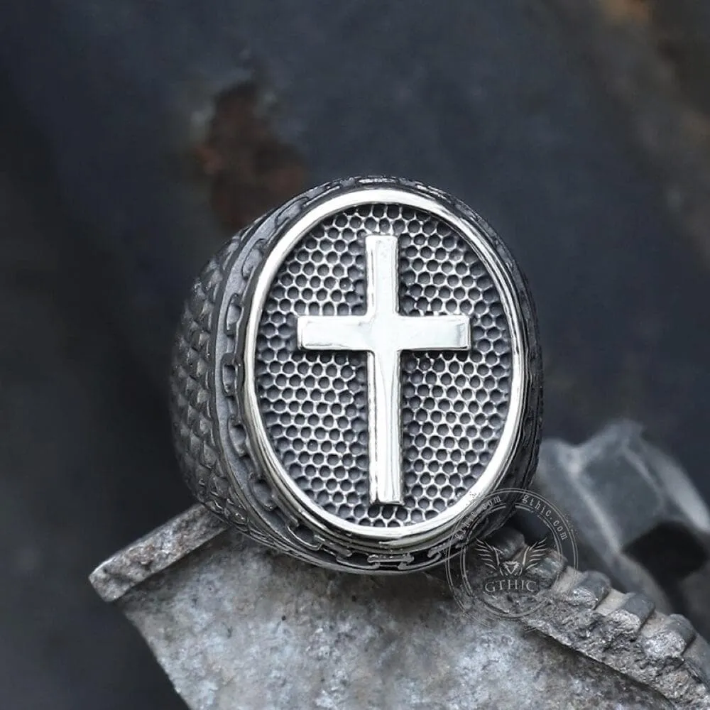 Dragon Scale Pattern Stainless Steel Cross Ring sold by GTHIC product image thumbnail 3