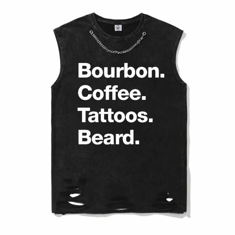 Vintage Washed Bourbon Coffee Tattoos Beard Cotton Vest Top sold by GTHIC